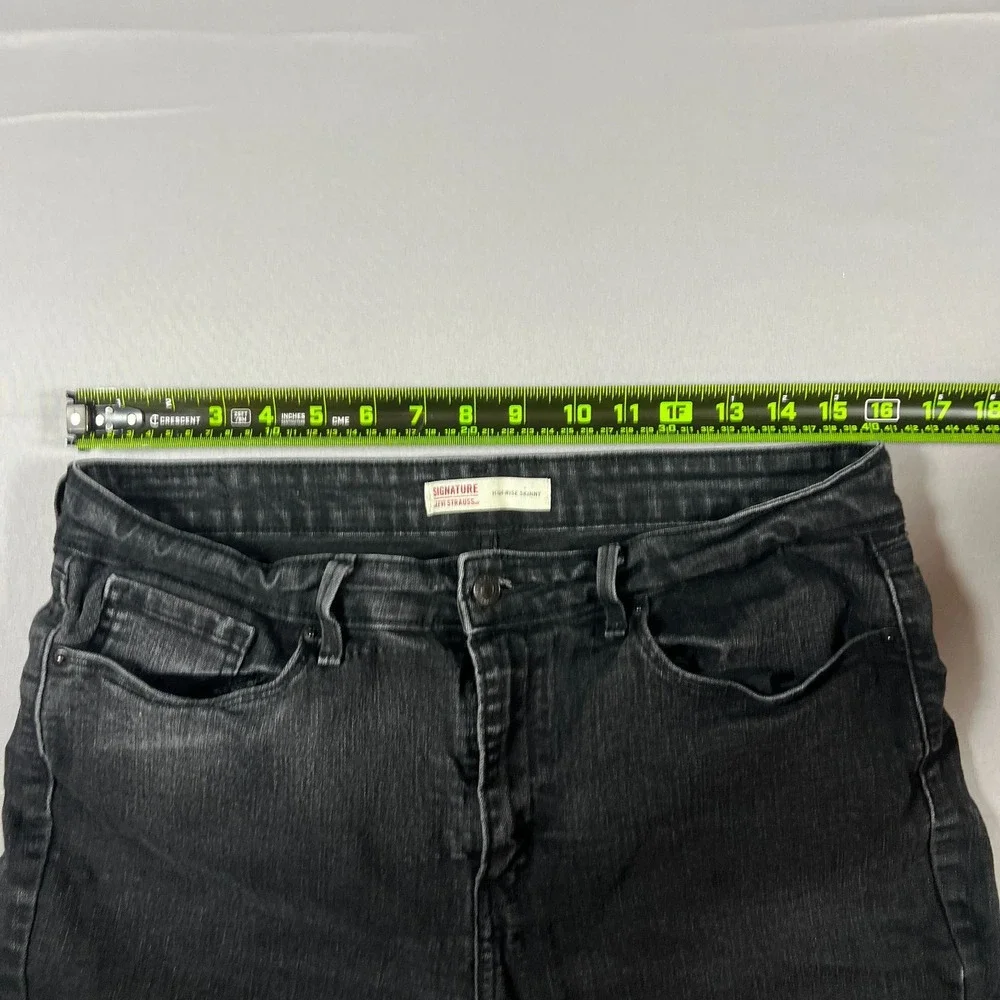 Levi Strauss Signature Skinny Jeans Womens 16M Black Cotton Stretch High Rise